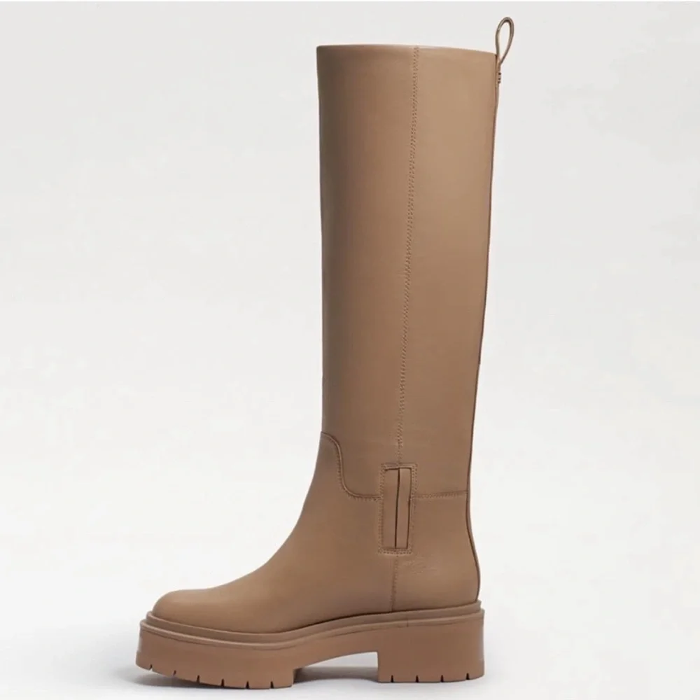 SAME EDELMAN LARINA SESAME WATERPROOF PLATFORM LEATHER TALL BOOTS SIZE 9 NEW